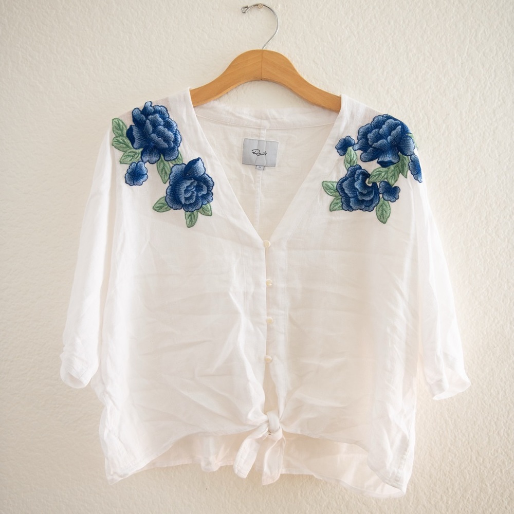 Rails Thea Embroidered Tie-Hem Top